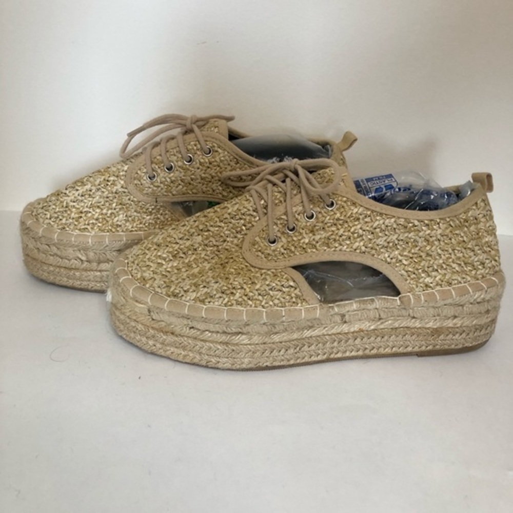 ASOS Woven Straw Cut Out Platform Shoes